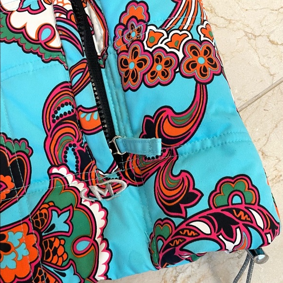 Marker Turquoise Red Floral Pattern Puffer Vest Size 8 - Picture 3 of 14